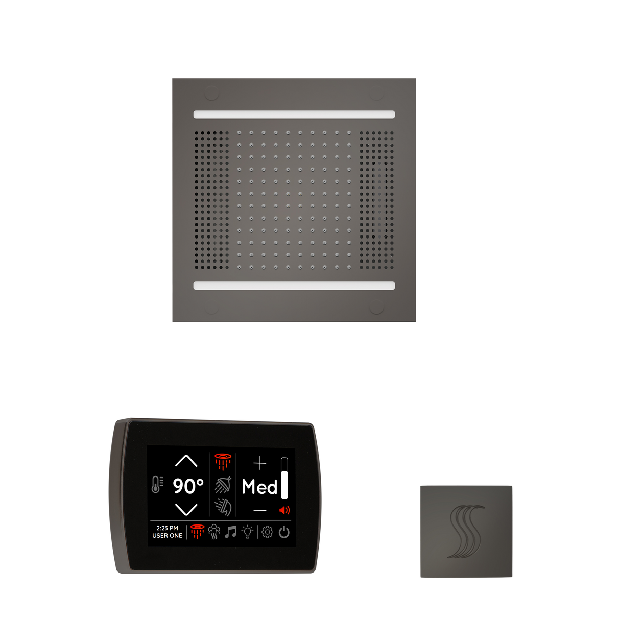 ThermaSol WH14STPSR Wellness Steam Package - HydroVive 14 Rainhead + SignaTouch Wall Mount Control + SteamVection Square Steam Head