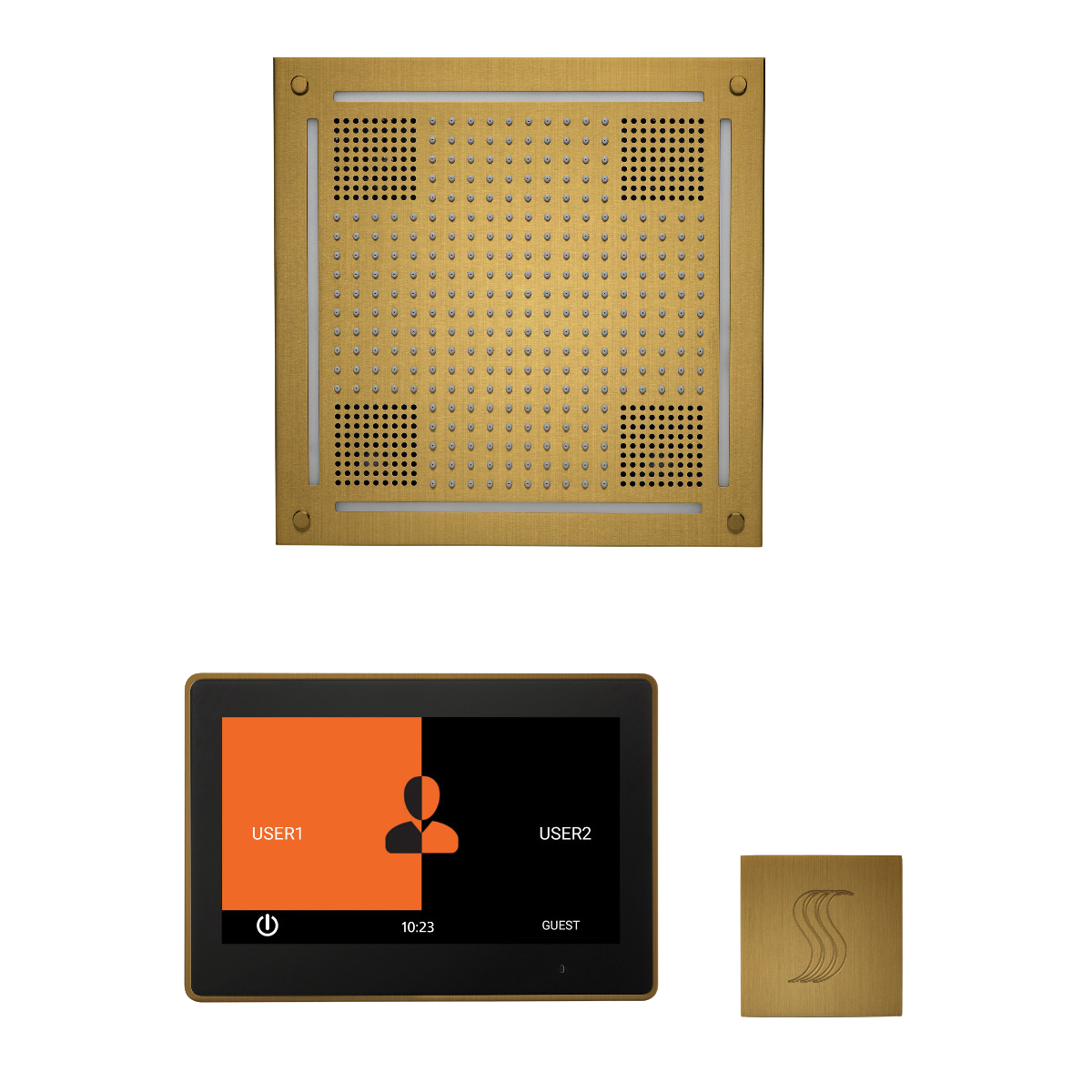 ThermaSol WHSTP10S Wellness Steam Package - HydroVive 18 Rainhead + ThermaTouch2 10" Control + SteamVection Square Steam Head