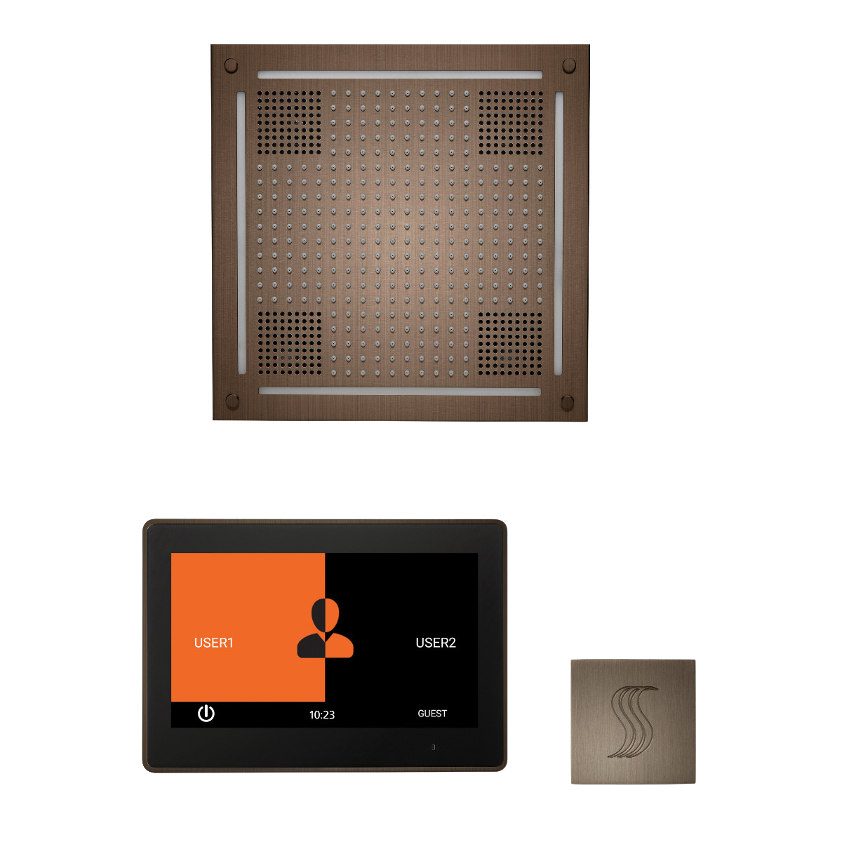 ThermaSol WHSTP10S Wellness Steam Package - HydroVive 18 Rainhead + ThermaTouch2 10" Control + SteamVection Square Steam Head