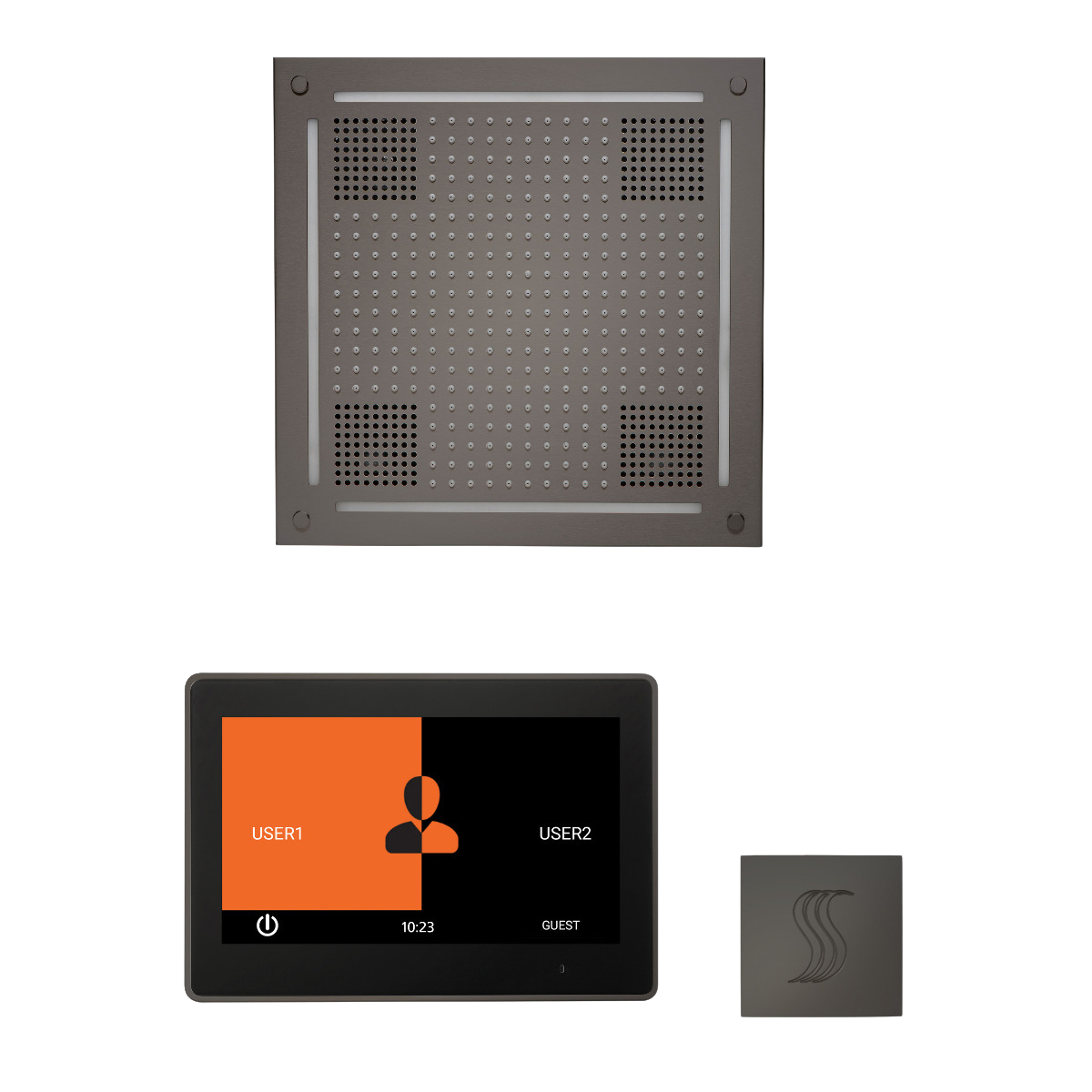 ThermaSol WHSTP10S Wellness Steam Package - HydroVive 18 Rainhead + ThermaTouch2 10" Control + SteamVection Square Steam Head