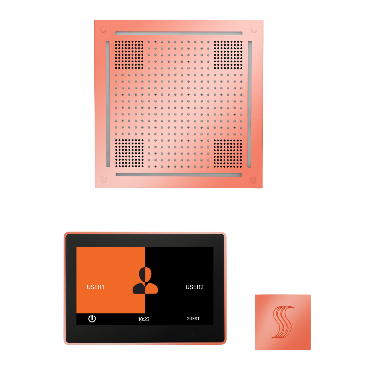 ThermaSol WHSTP10S Wellness Steam Package - HydroVive 18 Rainhead + ThermaTouch2 10" Control + SteamVection Square Steam Head