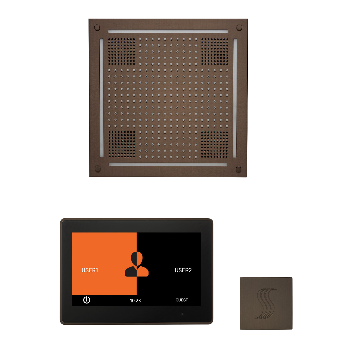 ThermaSol WHSTP10S Wellness Steam Package - HydroVive 18 Rainhead + ThermaTouch2 10" Control + SteamVection Square Steam Head