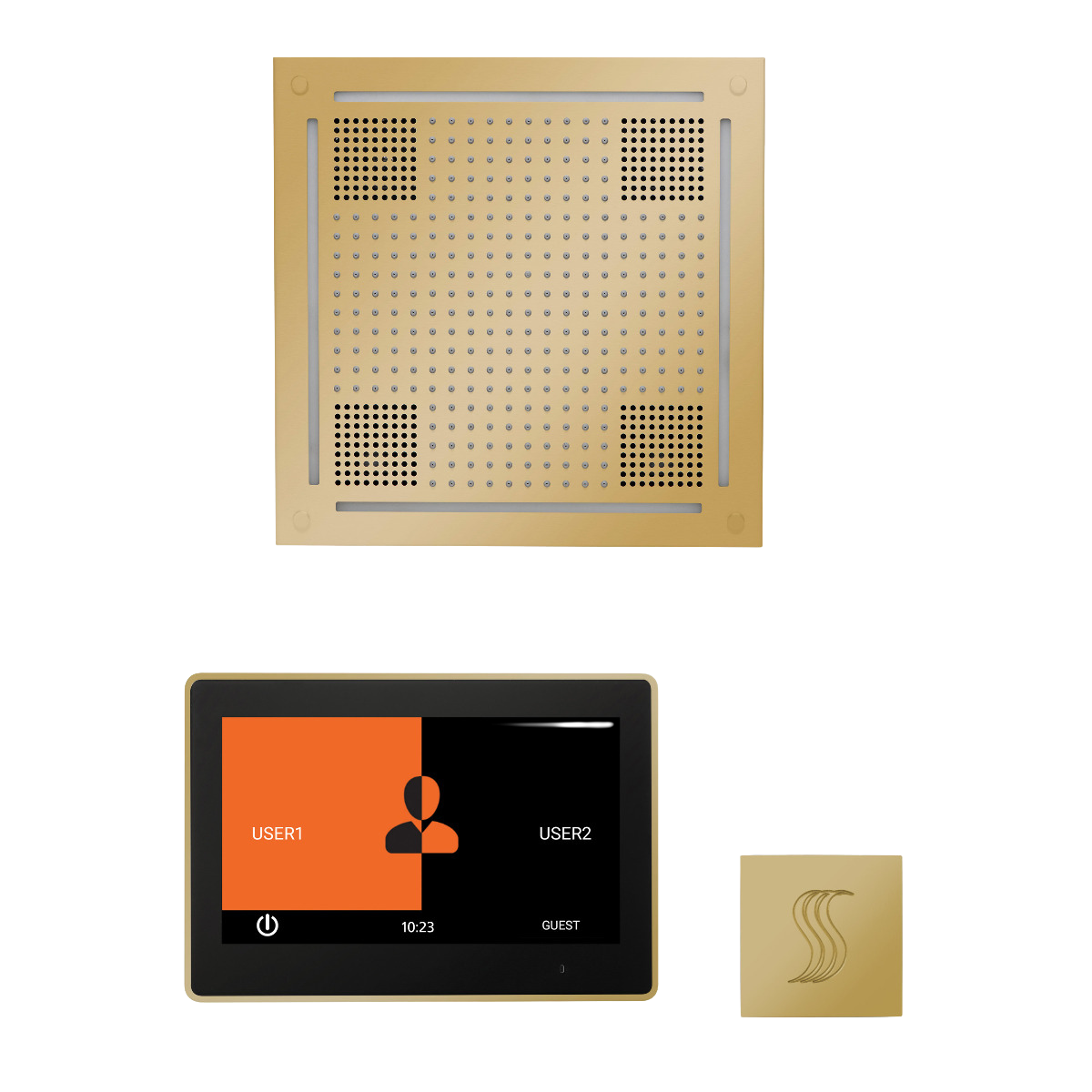ThermaSol WHSTP10S Wellness Steam Package - HydroVive 18 Rainhead + ThermaTouch2 10" Control + SteamVection Square Steam Head