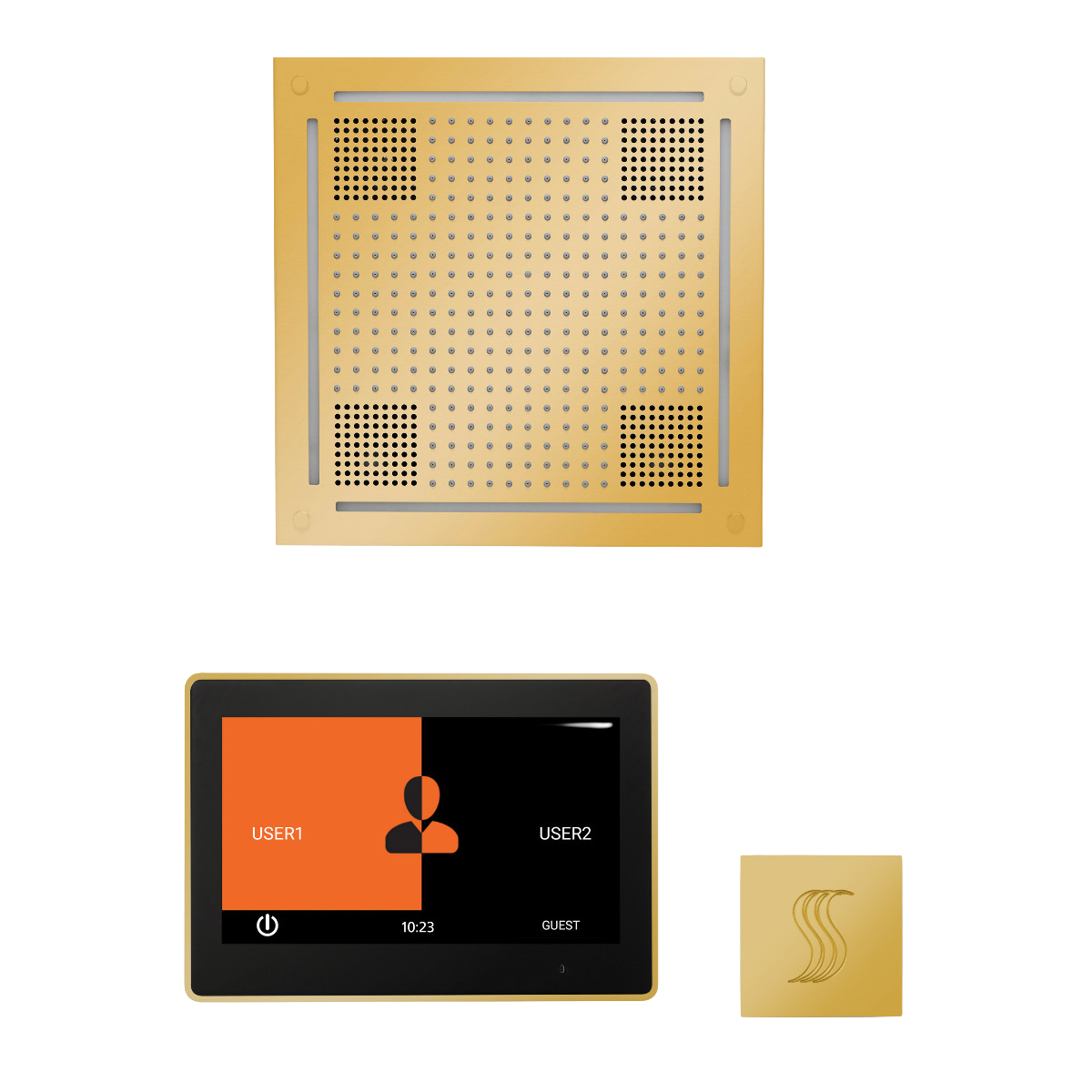 ThermaSol WHSTP10S Wellness Steam Package - HydroVive 18 Rainhead + ThermaTouch2 10" Control + SteamVection Square Steam Head