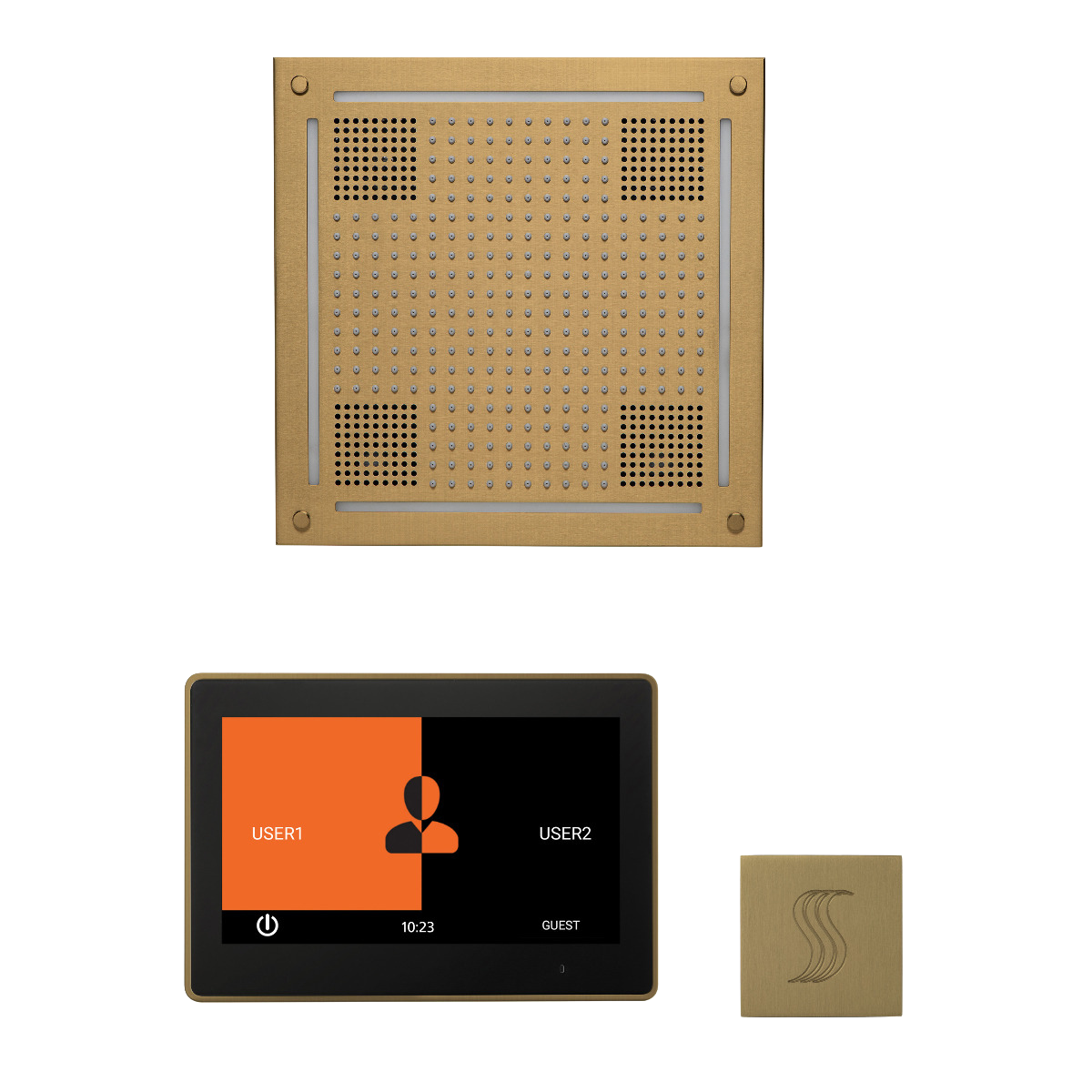 ThermaSol WHSTP10S Wellness Steam Package - HydroVive 18 Rainhead + ThermaTouch2 10" Control + SteamVection Square Steam Head