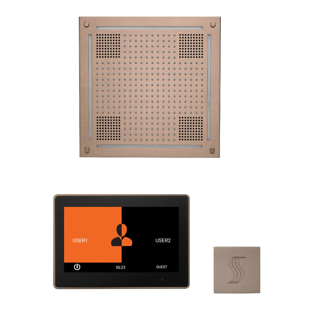 ThermaSol WHSTP10S Wellness Steam Package - HydroVive 18 Rainhead + ThermaTouch2 10" Control + SteamVection Square Steam Head