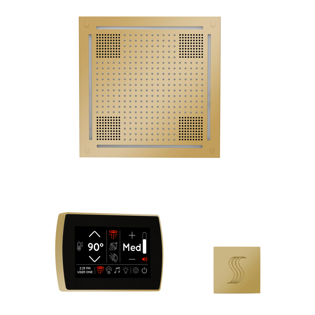 ThermaSol WHSTPSR Wellness Steam Package - HydroVive 18 Rainhead + SignaTouch Wall Mount Control + SteamVection Square Steam Head