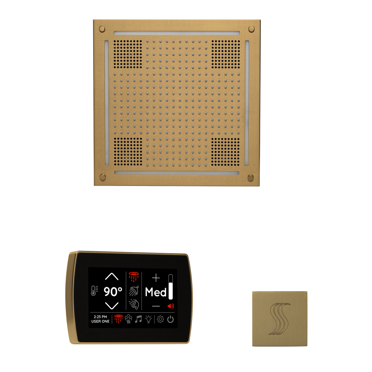 ThermaSol WHSTPSR Wellness Steam Package - HydroVive 18 Rainhead + SignaTouch Wall Mount Control + SteamVection Square Steam Head