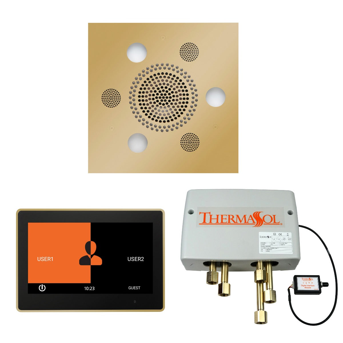 ThermaSol WSP10S Wellness Shower Package - Serenity Advanced Square Rainhead + ThermaTouch2 10" Control + Digital Shower Valve