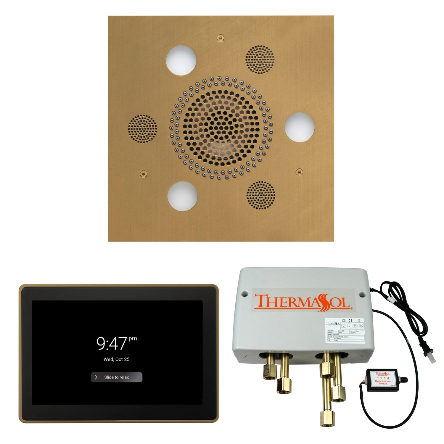 ThermaSol WSP15S Wellness Shower Package - Serenity Advanced Square Rainhead + ThermaTouch2 15" Control + Digital Shower Valve