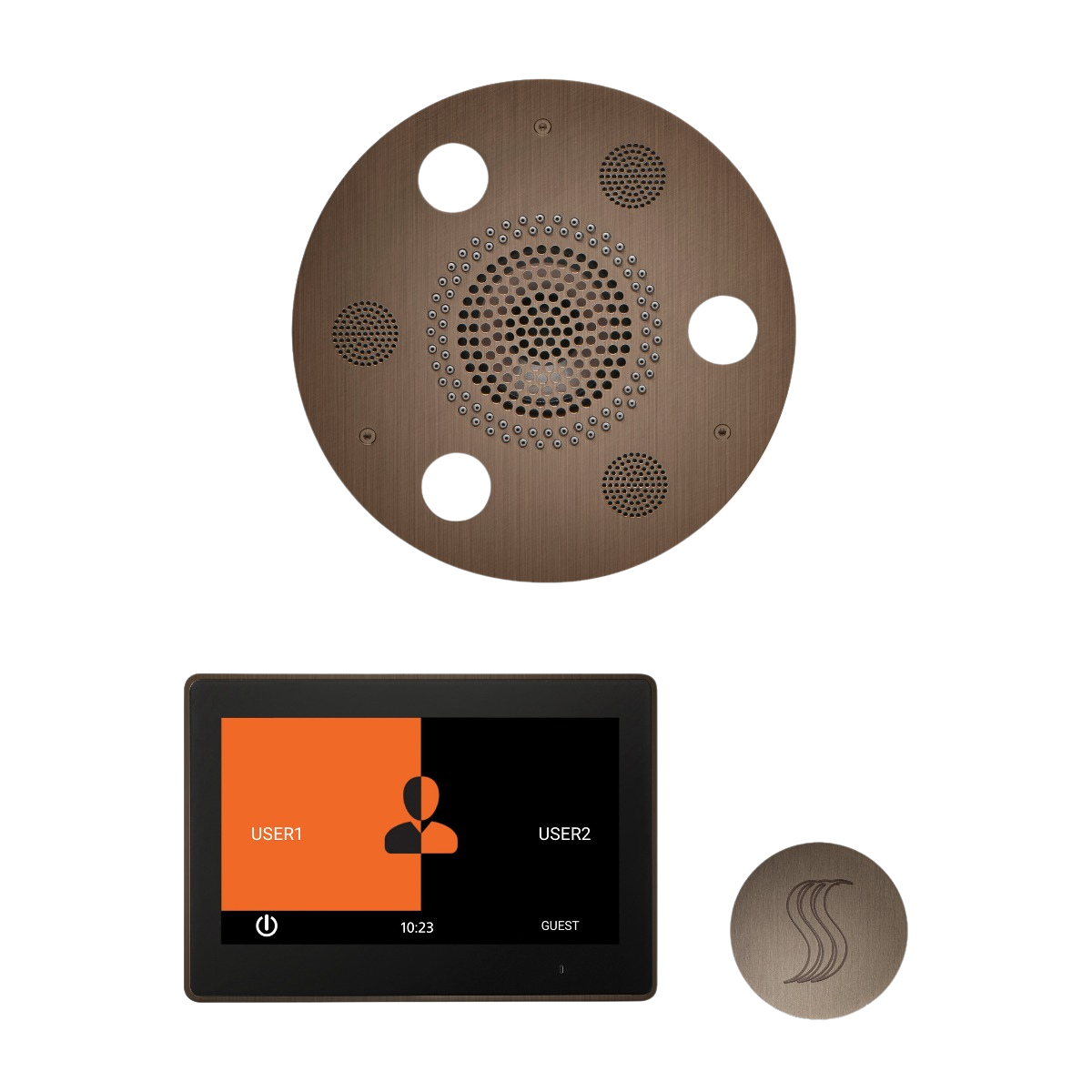 ThermaSol WSTP10R Wellness Steam Package - Serenity Advanced Round Rainhead + ThermaTouch2 10" Control + SteamVection Round Steam Head