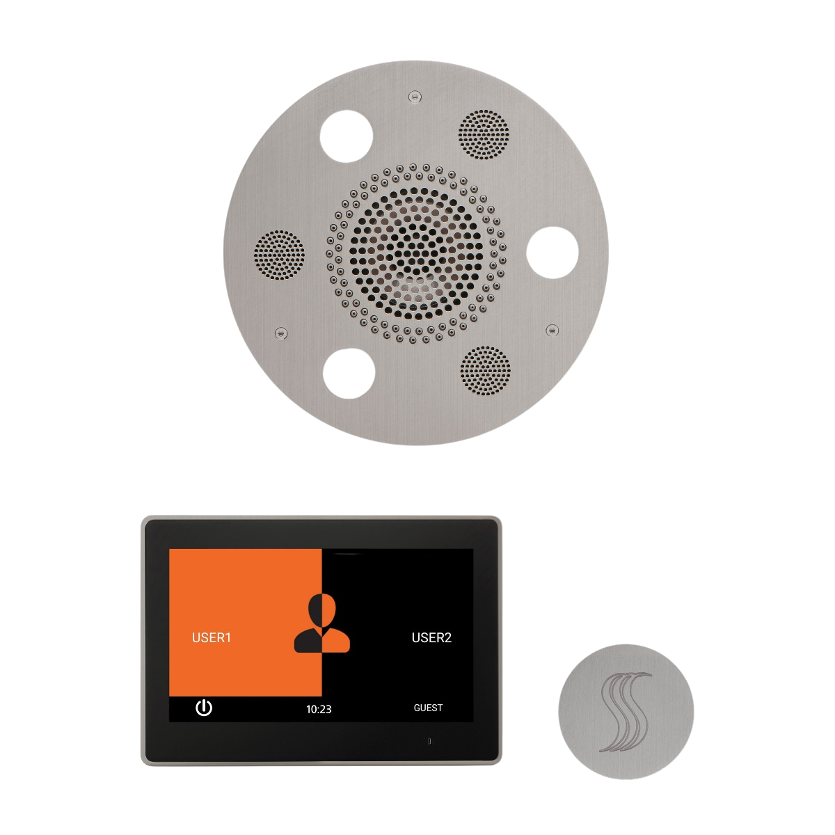 ThermaSol WSTP10R Wellness Steam Package - Serenity Advanced Round Rainhead + ThermaTouch2 10" Control + SteamVection Round Steam Head