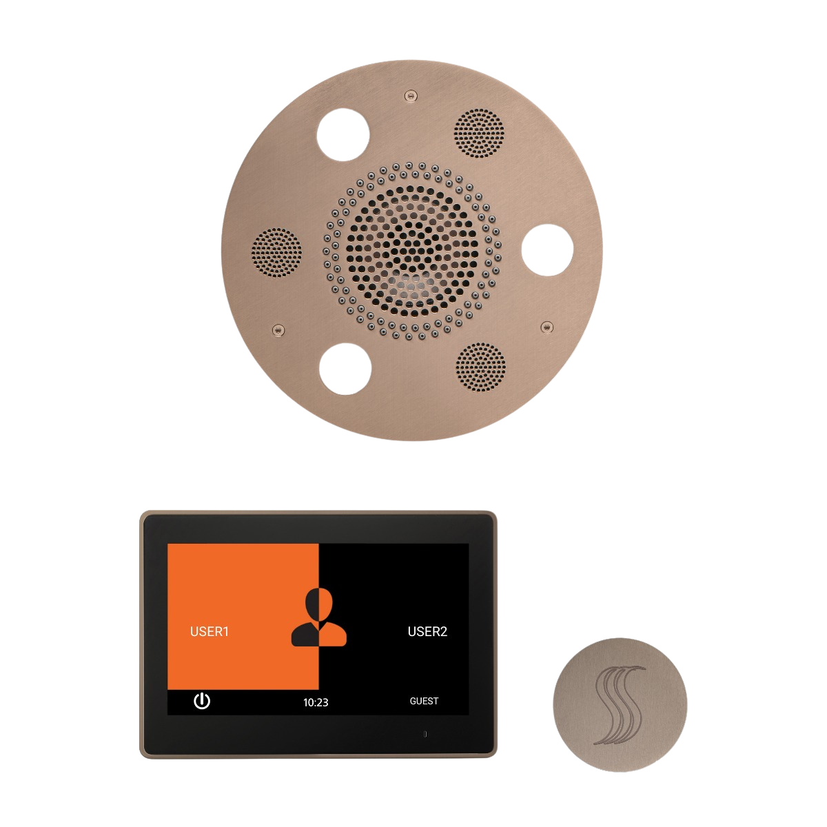 ThermaSol WSTP10R Wellness Steam Package - Serenity Advanced Round Rainhead + ThermaTouch2 10" Control + SteamVection Round Steam Head