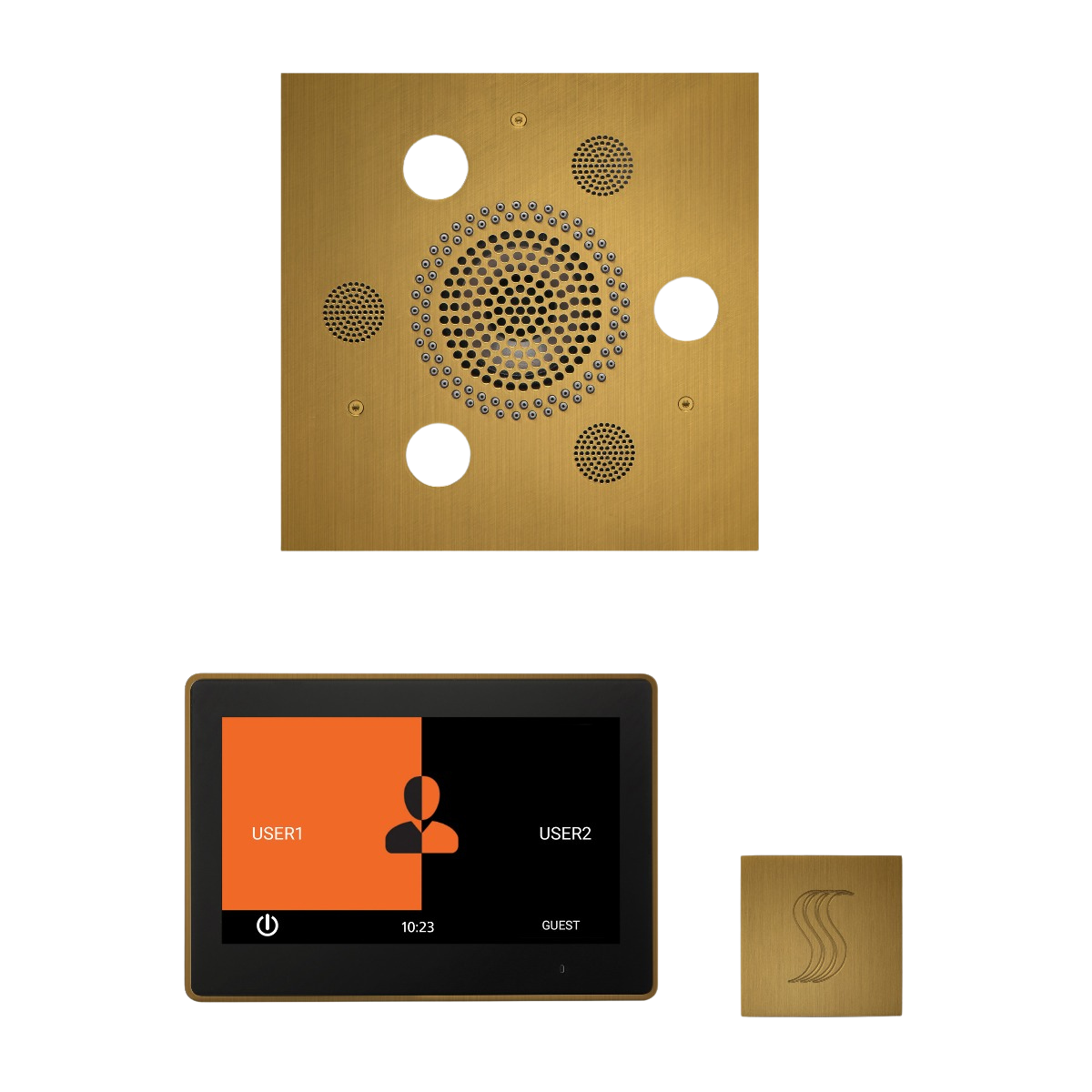 ThermaSol WSTP10S Wellness Steam Package - Serenity Advanced Square Rainhead + ThermaTouch2 10" Control + SteamVection Square Steam Head