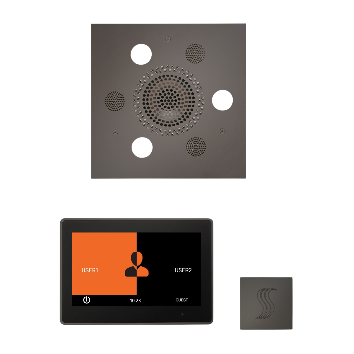 ThermaSol WSTP10S Wellness Steam Package - Serenity Advanced Square Rainhead + ThermaTouch2 10" Control + SteamVection Square Steam Head