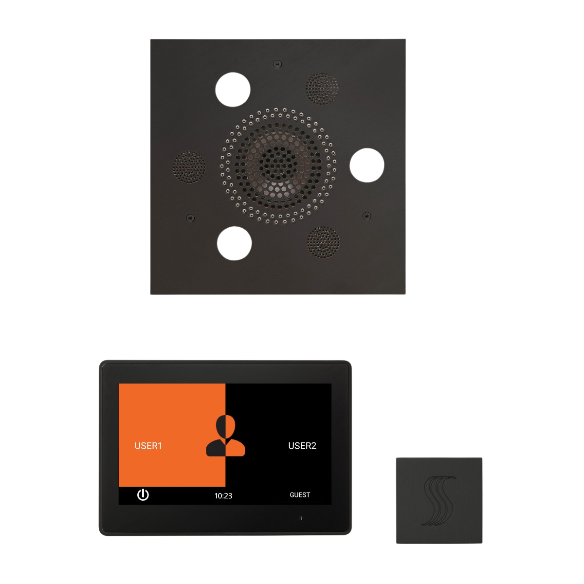 ThermaSol WSTP10S Wellness Steam Package - Serenity Advanced Square Rainhead + ThermaTouch2 10" Control + SteamVection Square Steam Head
