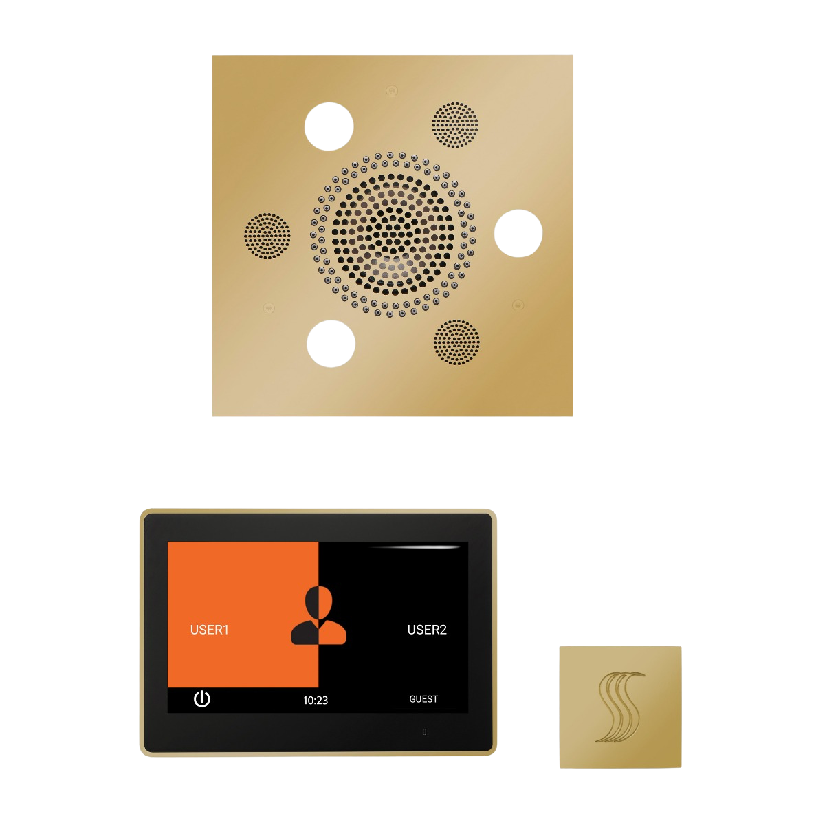 ThermaSol WSTP10S Wellness Steam Package - Serenity Advanced Square Rainhead + ThermaTouch2 10" Control + SteamVection Square Steam Head