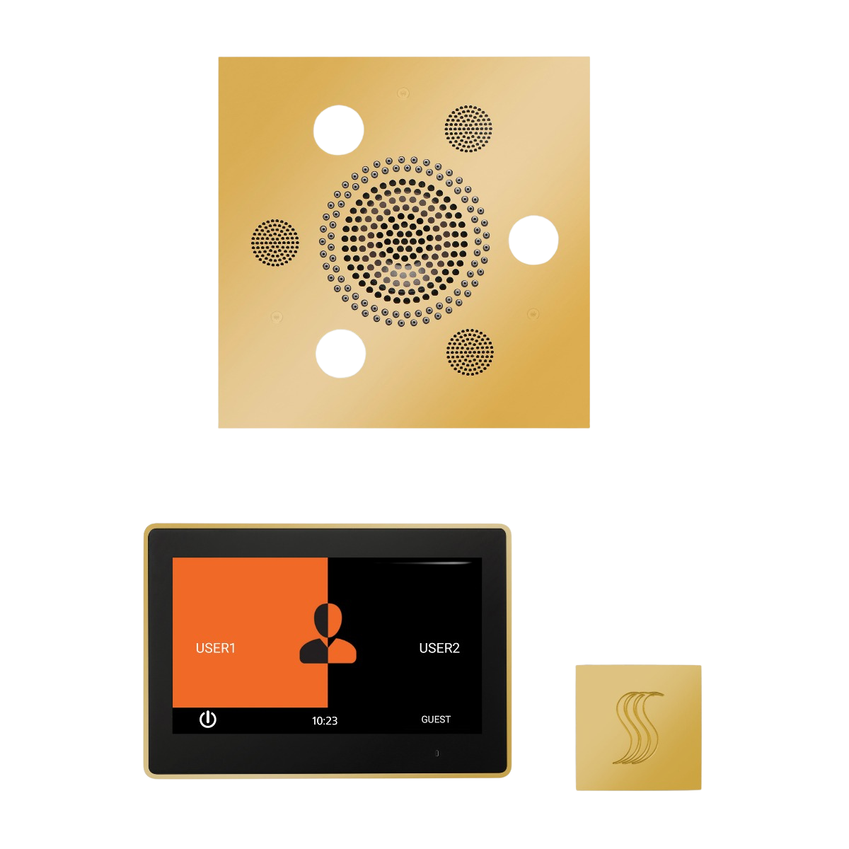 ThermaSol WSTP10S Wellness Steam Package - Serenity Advanced Square Rainhead + ThermaTouch2 10" Control + SteamVection Square Steam Head