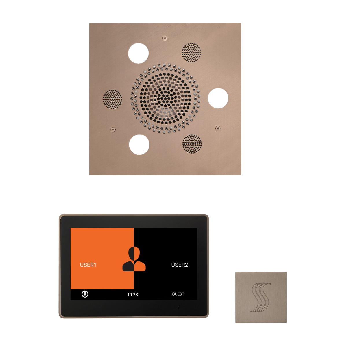 ThermaSol WSTP10S Wellness Steam Package - Serenity Advanced Square Rainhead + ThermaTouch2 10" Control + SteamVection Square Steam Head