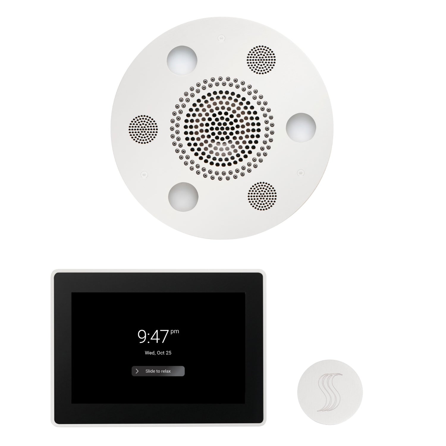 ThermaSol WSTP15R Wellness Steam Package - Serenity Advanced Round Rainhead + ThermaTouch2 15" Control + SteamVection Round Steam Head