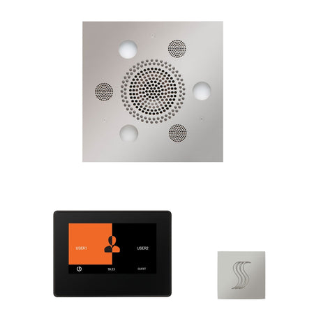 ThermaSol WSTP7S Wellness Steam Package - Serenity Advanced Square Rainhead + ThermaTouch2 7" Black Trim Control + SteamVection Square Steam Head