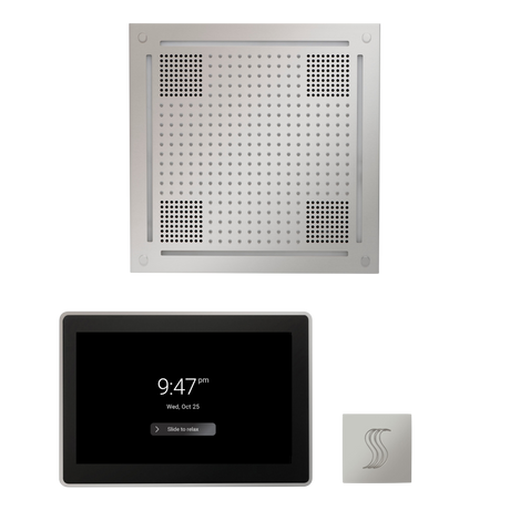 ThermaSol WHSTP15S Wellness Steam Package - HydroVive 18 Rainhead + ThermaTouch2 15" Control + SteamVection Square Steam Head