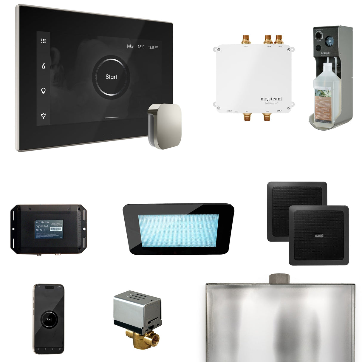 Mr. Steam Bliss Steam Shower Control Package with iSteamX Control and Steamhead