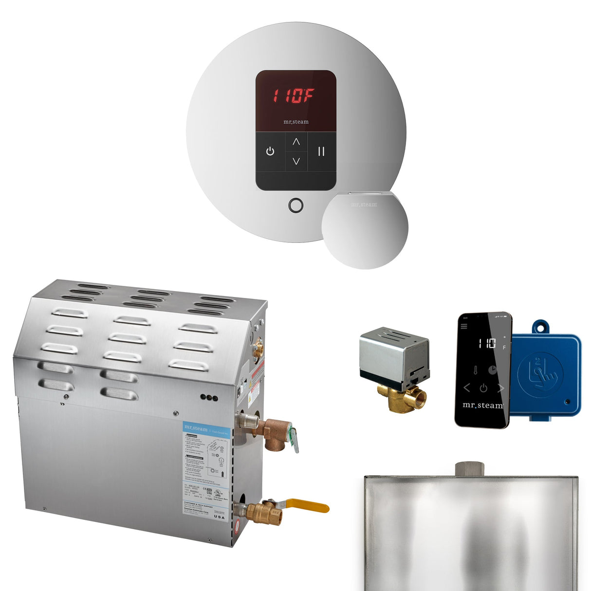 Mr. Steam MS Steam Shower Generator Package with Round iTempo Control and Accessories