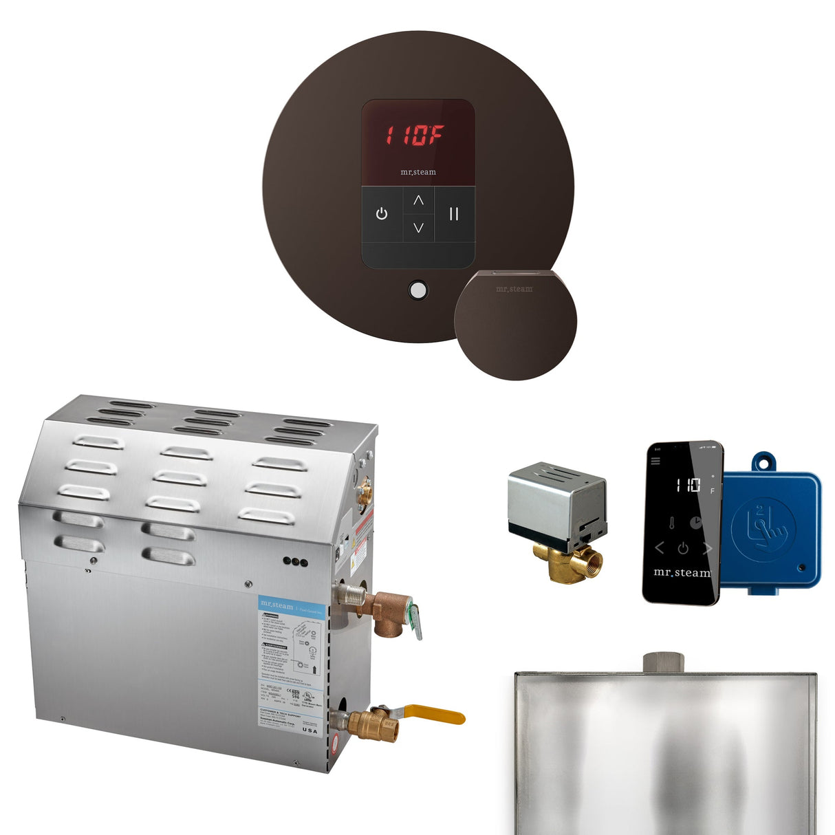 Mr. Steam MS Steam Shower Generator Package with Round iTempo Control and Accessories