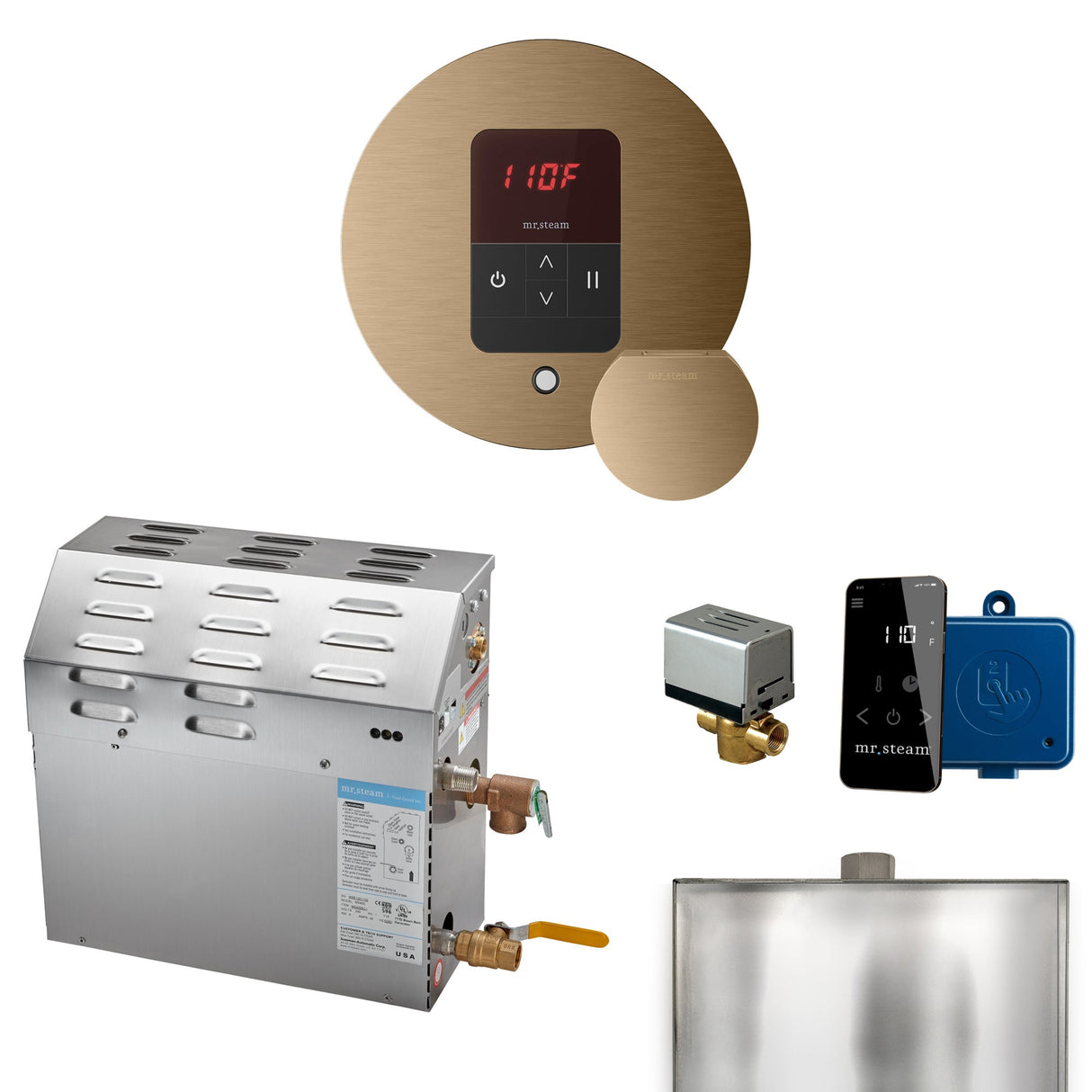 Mr. Steam MS Steam Shower Generator Package with Round iTempo Control and Accessories