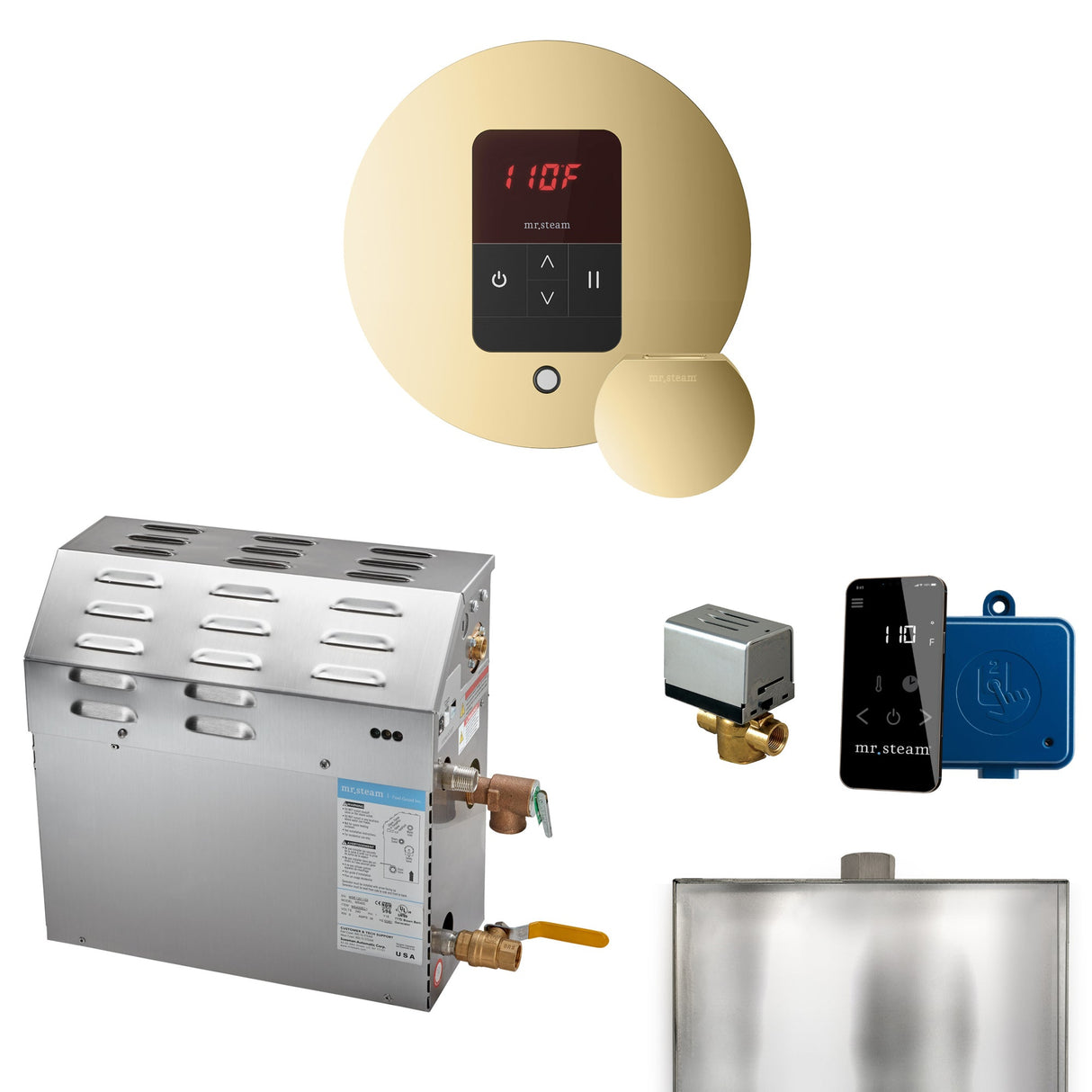 Mr. Steam MS Steam Shower Generator Package with Round iTempo Control and Accessories