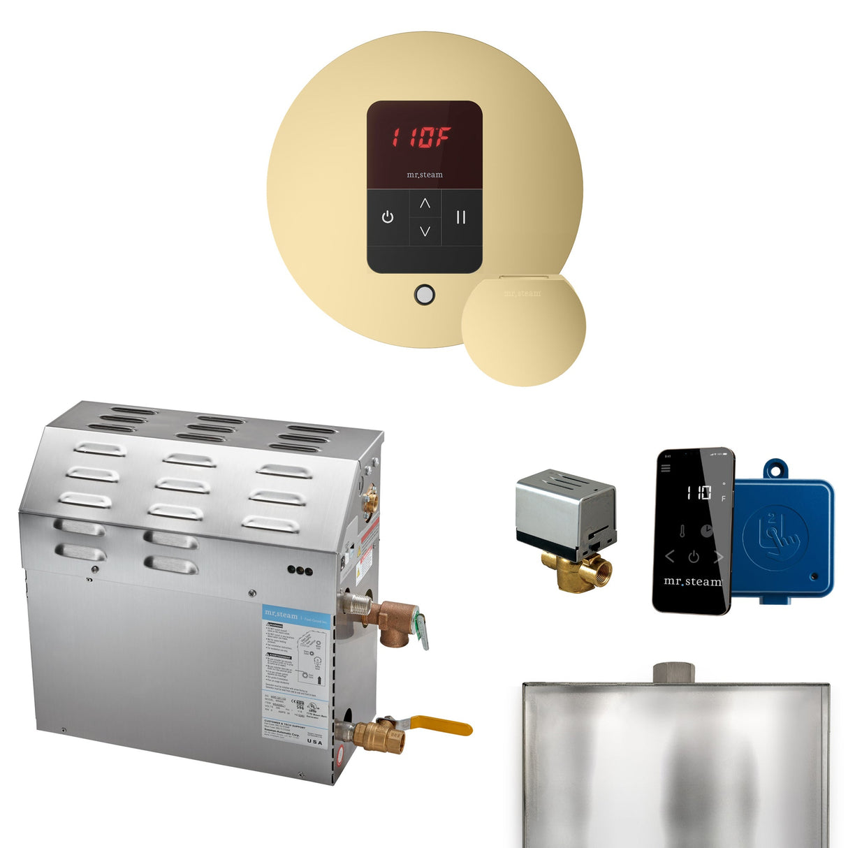 Mr. Steam MS Steam Shower Generator Package with Round iTempo Control and Accessories