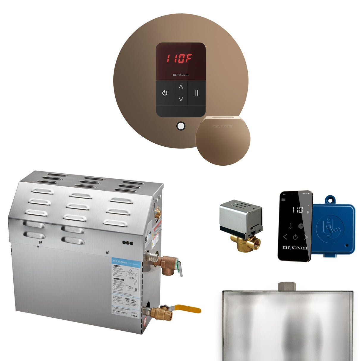 Mr. Steam MS Steam Shower Generator Package with Round iTempo Control and Accessories