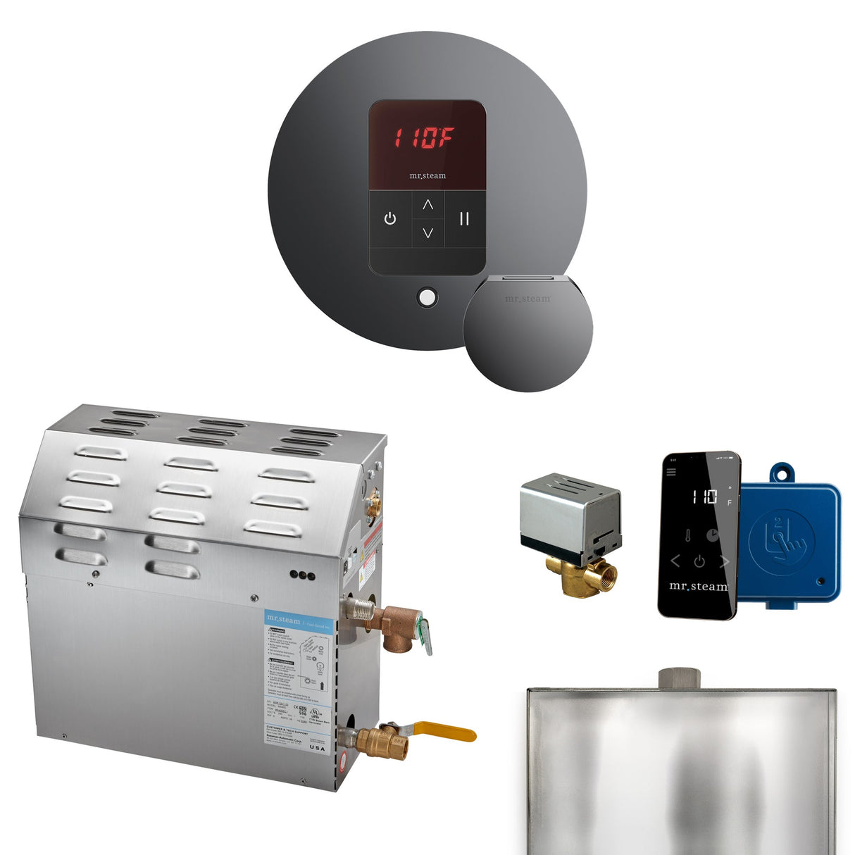 Mr. Steam MS Steam Shower Generator Package with Round iTempo Control and Accessories