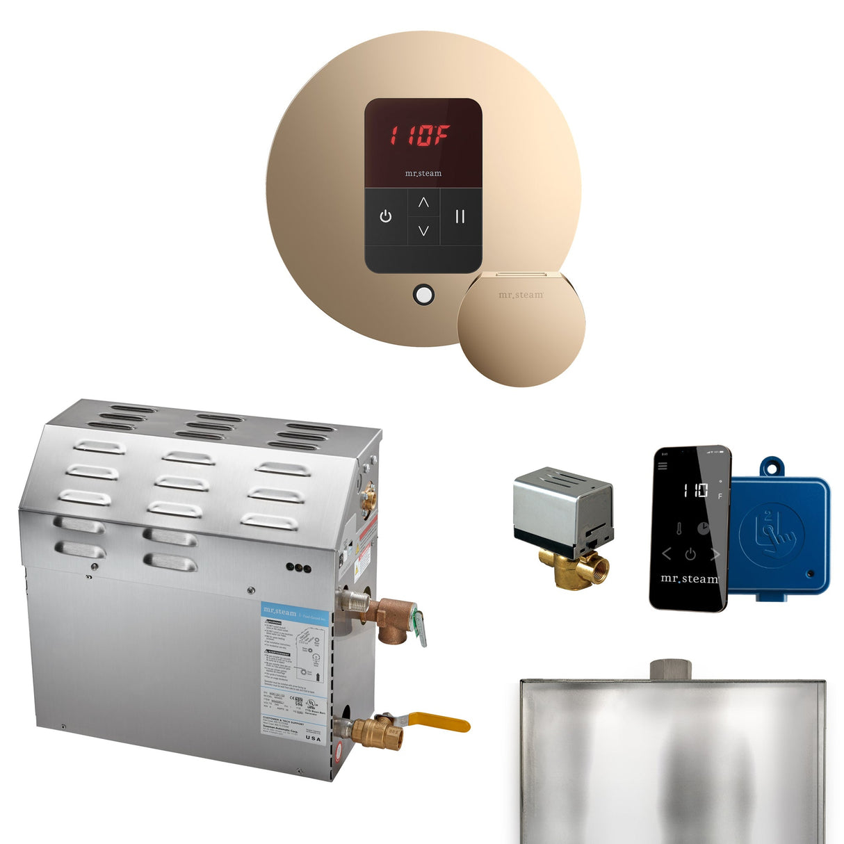 Mr. Steam MS Steam Shower Generator Package with Round iTempo Control and Accessories