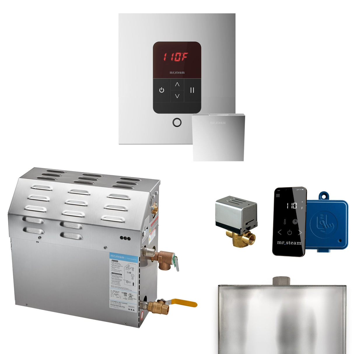 Mr. Steam MS Steam Shower Generator Package with Square iTempo Control and Accessories