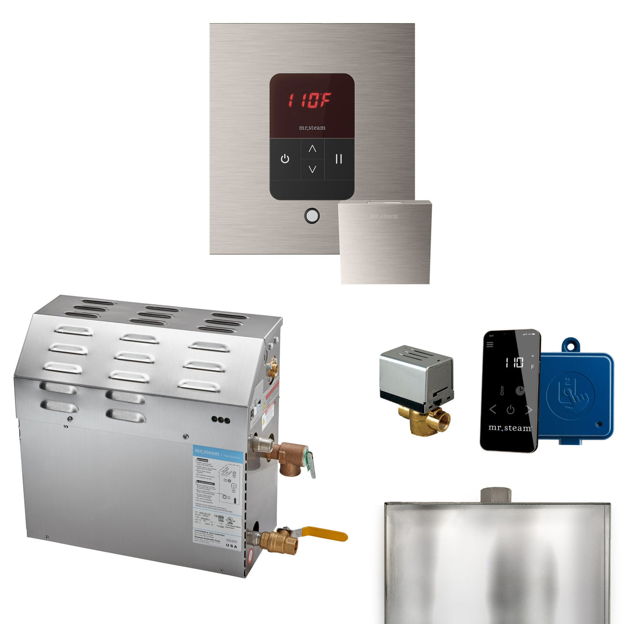 Mr. Steam MS Steam Shower Generator Package with Square iTempo Control and Accessories
