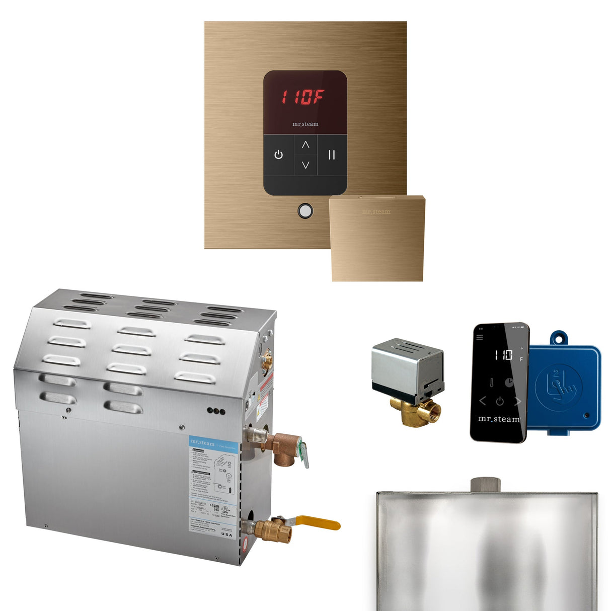 Mr. Steam MSSUPER Steam Shower Generator Package with Square iTempo Control and Accessories