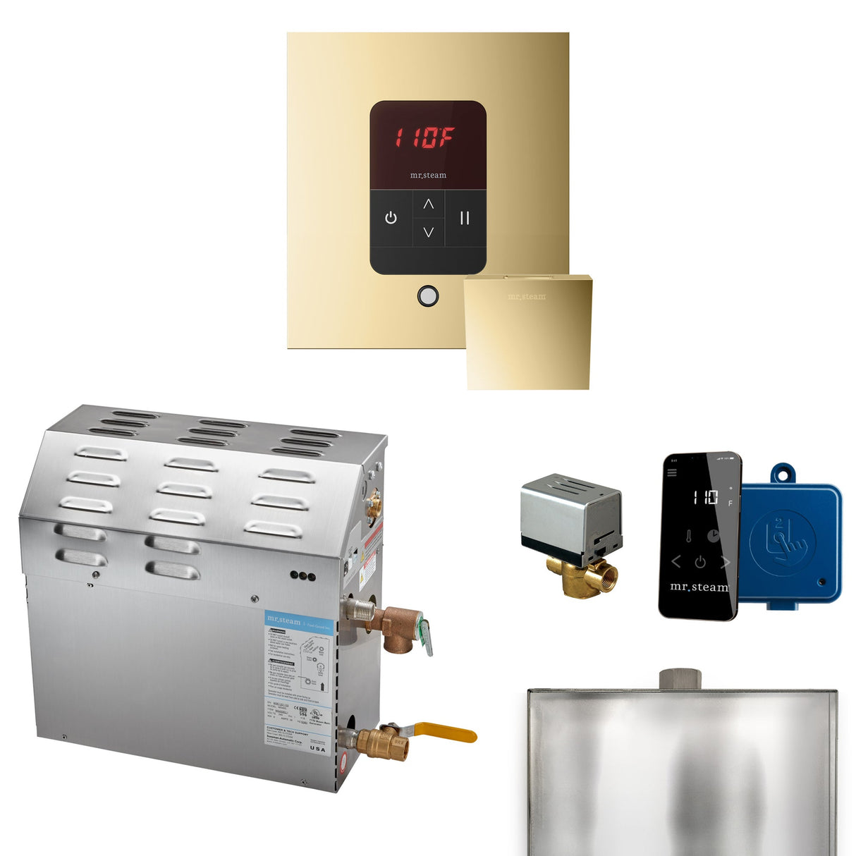 Mr. Steam MS Steam Shower Generator Package with Square iTempo Control and Accessories