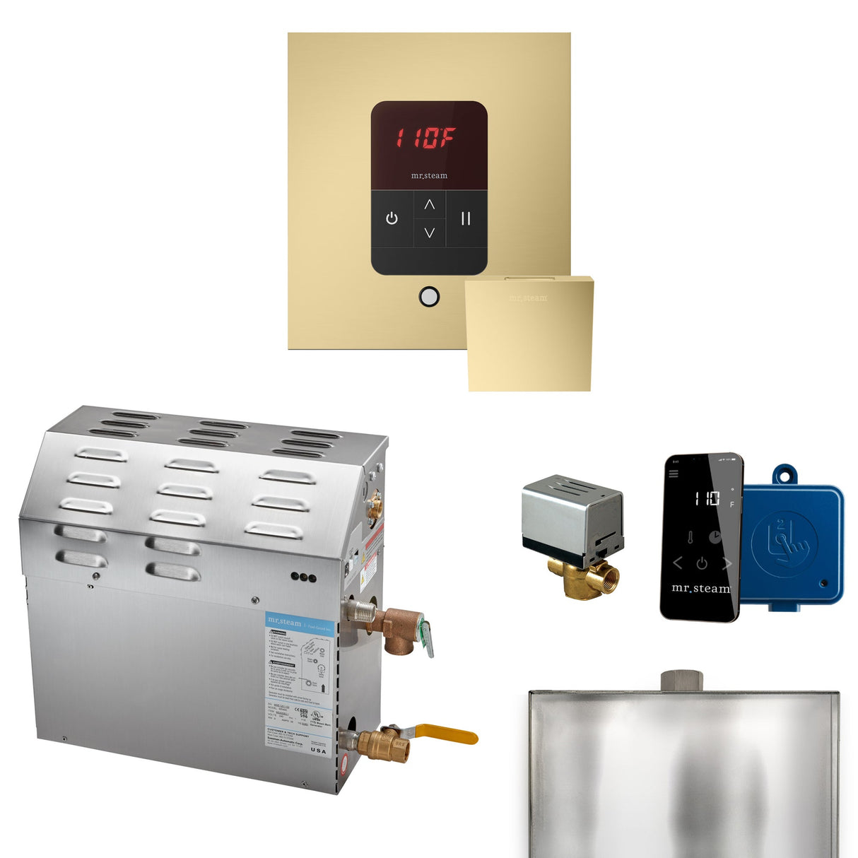 Mr. Steam MS Steam Shower Generator Package with Square iTempo Control and Accessories