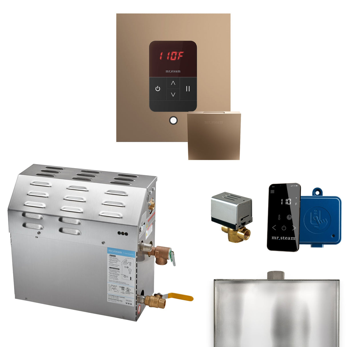 Mr. Steam MS Steam Shower Generator Package with Square iTempo Control and Accessories