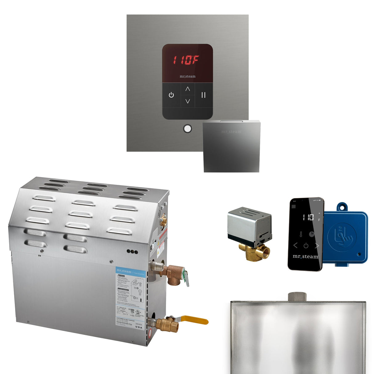Mr. Steam MS Steam Shower Generator Package with Square iTempo Control and Accessories