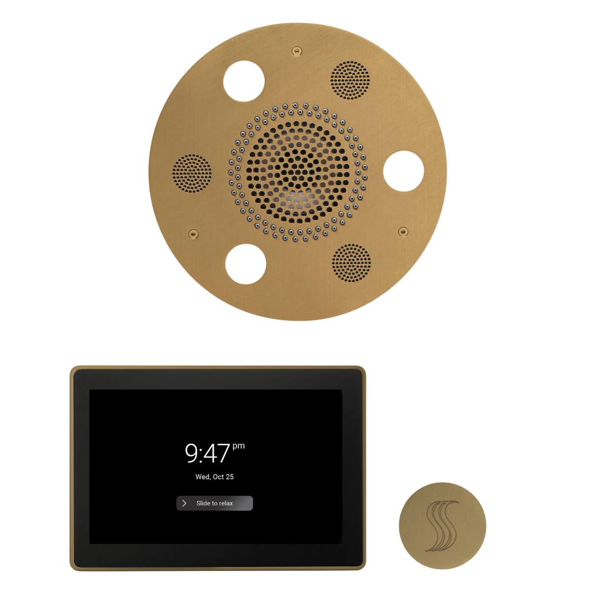 ThermaSol WSTP15R Wellness Steam Package - Serenity Advanced Round Rainhead + ThermaTouch2 15" Control + SteamVection Round Steam Head