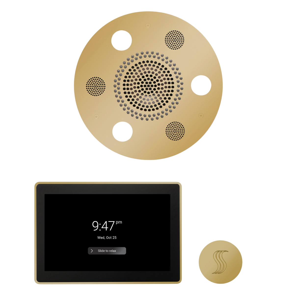 ThermaSol WSTP15R Wellness Steam Package - Serenity Advanced Round Rainhead + ThermaTouch2 15" Control + SteamVection Round Steam Head