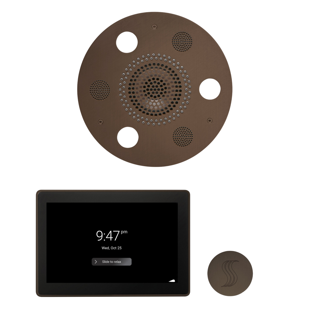 ThermaSol WSTP15R Wellness Steam Package - Serenity Advanced Round Rainhead + ThermaTouch2 15" Control + SteamVection Round Steam Head