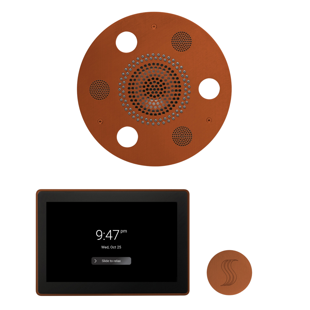 ThermaSol WSTP15R Wellness Steam Package - Serenity Advanced Round Rainhead + ThermaTouch2 15" Control + SteamVection Round Steam Head