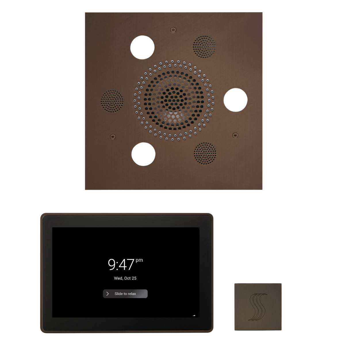 ThermaSol WSTP15S Wellness Steam Package - Serenity Advanced Square Rainhead + ThermaTouch2 15" Control + SteamVection Square Steam Head