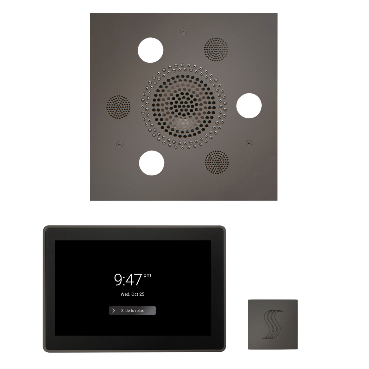 ThermaSol WSTP15S Wellness Steam Package - Serenity Advanced Square Rainhead + ThermaTouch2 15" Control + SteamVection Square Steam Head