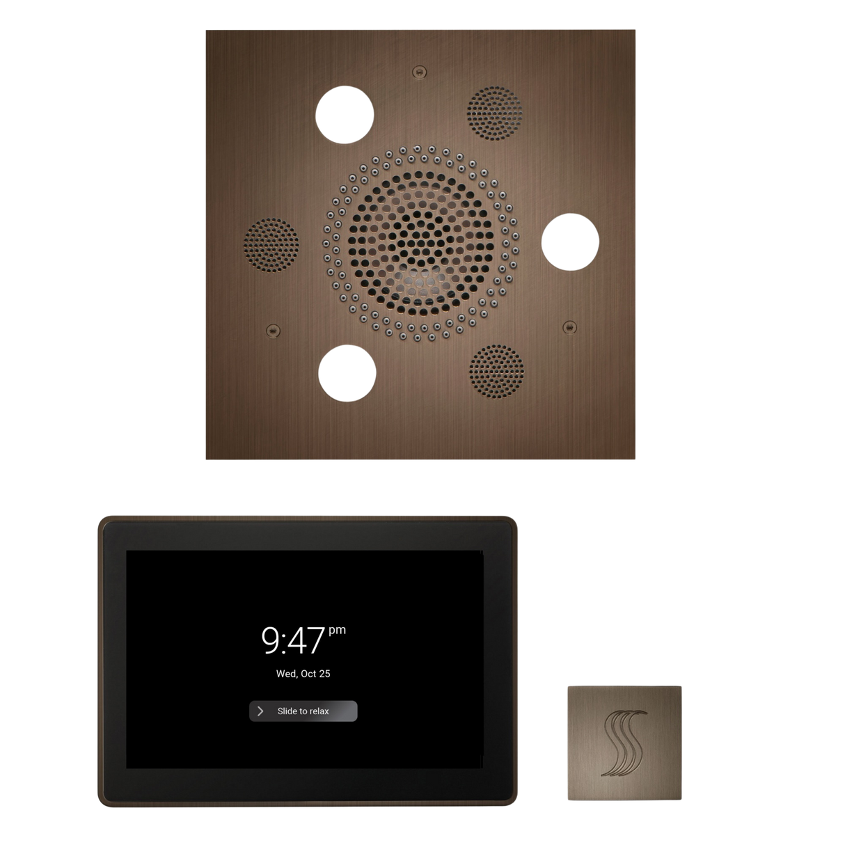 ThermaSol WSTP15S Wellness Steam Package - Serenity Advanced Square Rainhead + ThermaTouch2 15" Control + SteamVection Square Steam Head