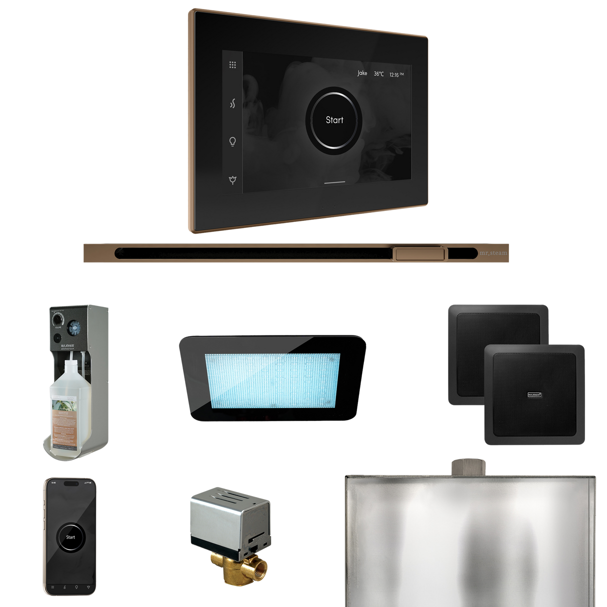 Mr. Steam XDream Steam Shower Control Package with iSteamX Control and Linear Steamhead